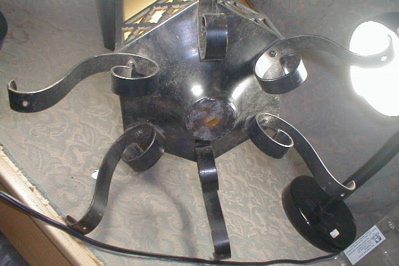 Wrought Iron Lantern Yellow glass - ANTIQUE -