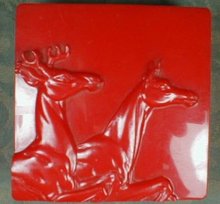 HICKOK Plastic BOX Buck & Doe, RED - VINTAGE -