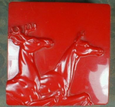 HICKOK Plastic BOX Buck & Doe, RED - VINTAGE -