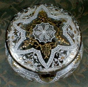 MOSER Footed BOX Enameled Glass - ANTIQUE -