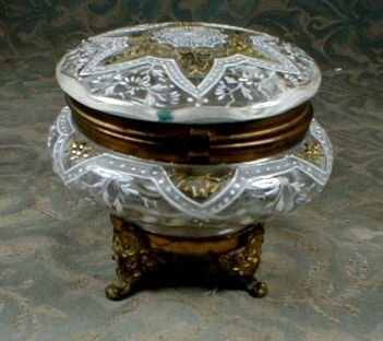 MOSER Footed BOX Enameled Glass - ANTIQUE -