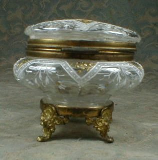 MOSER Footed BOX Enameled Glass - ANTIQUE -