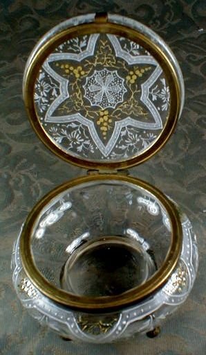 MOSER Footed BOX Enameled Glass - ANTIQUE -