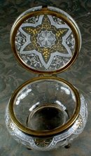 MOSER Footed BOX Enameled Glass - ANTIQUE -