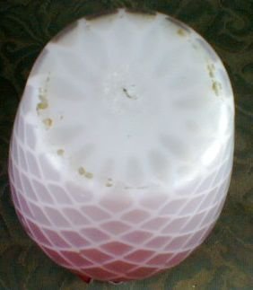 Pink Cased Glass Vase Satin Diamond Optic, Ruffled Top
