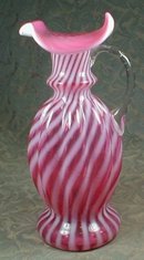 CRANBERRY Swirl ART Glass Ewer VASE