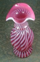 CRANBERRY Swirl ART Glass Ewer VASE
