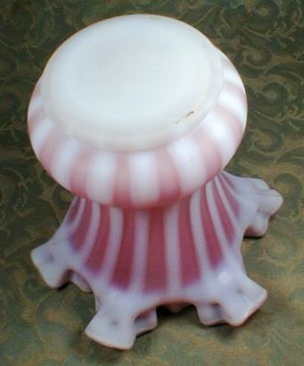Satin Glass Vase Striped & Ruffled Rim