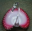 THORN Handle BASKET Cranberry CASED Glass - VICTORIAN -