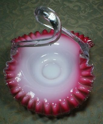 THORN Handle BASKET Cranberry CASED Glass - VICTORIAN -