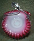 THORN Handle BASKET Cranberry CASED Glass - VICTORIAN -
