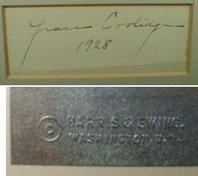 Grace COOLIDGE Autograph & Portrait FRAMED - 1928 -