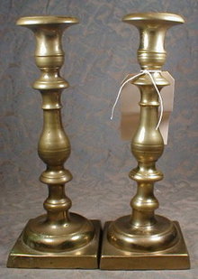 SPANISH Brass Candlesticks 19th C. - ANTIQUE -