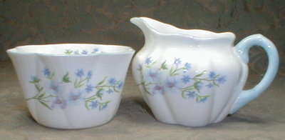 SHELLEY Dainty BLUE ROCK Creamer & Sugar Bowl