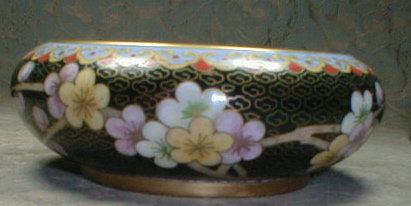 CLOISONNE Bowl CHERRY BLOSSOMS with Black Background