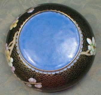 CLOISONNE Bowl CHERRY BLOSSOMS with Black Background