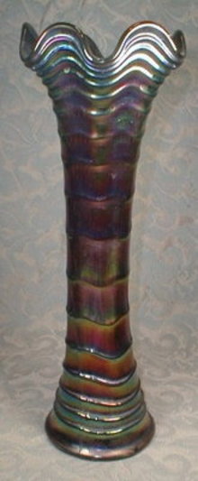 Ripple CARNIVAL Glass VASE Amethyst - IMPERIAL Glass Co. -
