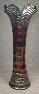 Ripple CARNIVAL Glass VASE Amethyst - IMPERIAL Glass Co. -