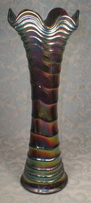 Ripple CARNIVAL Glass VASE Amethyst - IMPERIAL Glass Co. -