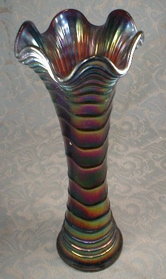 Ripple CARNIVAL Glass VASE Amethyst - IMPERIAL Glass Co. -
