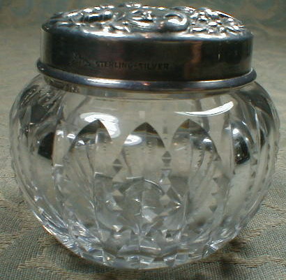 Mauser STERLING Top Dresser Cut Glass Jar