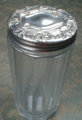 STERLING Top TALCUM Powder Dresser Jar -ANTIQUE-