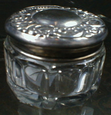 Repousse STERLING Top Rouge Dresser Jar ANTIQUE