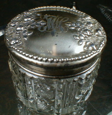 STERLING Top Dresser Jar - Brilliant Cut Glass -