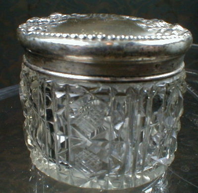 STERLING Top Dresser Jar - Brilliant Cut Glass -