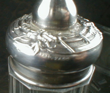 STERLING Top TALCUM Bottle - ANTIQUE -