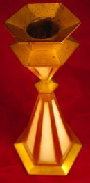 Art Deco Candlesticks Brass & Glass Insets England -ANTIQUE-