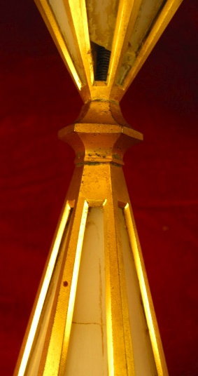 Art Deco Candlesticks Brass & Glass Insets England -ANTIQUE-