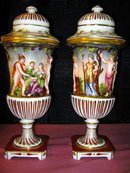 CAPODIMONTE Covered Urns - PAIR -