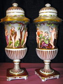 CAPODIMONTE Covered Urns - PAIR -