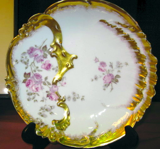 LIMOGES Gilded Bowl - PH Leonard Roses - ANTIQUE