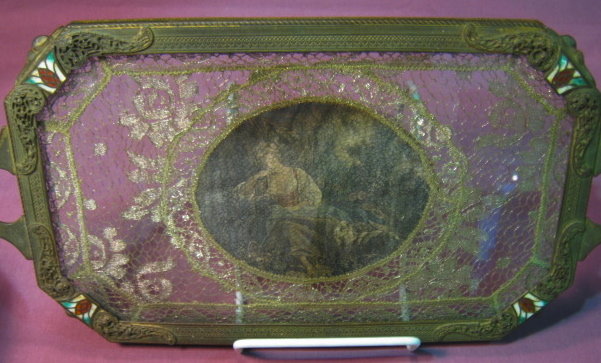 Gold Lace Insert Vanity Tray - ANTIQUE -