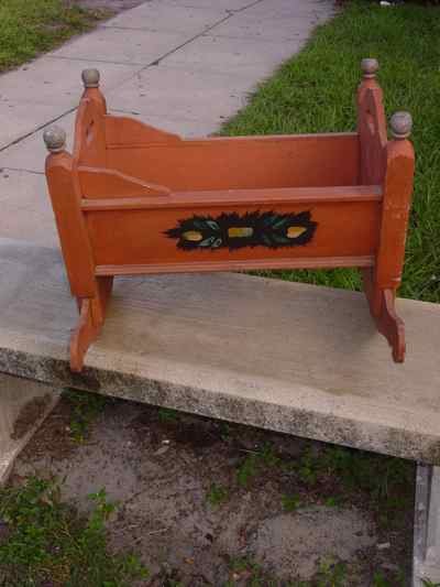 German Antique Hand Painted Cradle