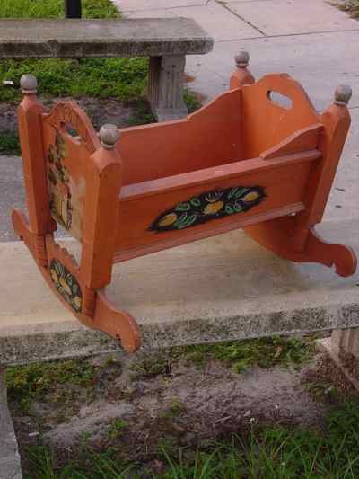German Antique Hand Painted Cradle