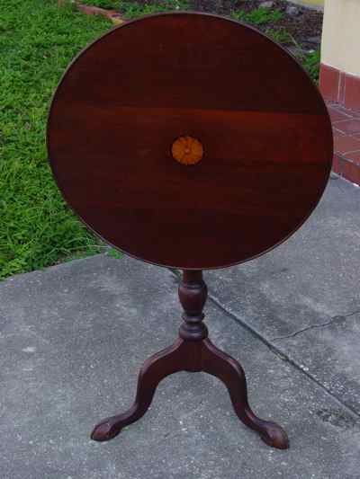 Antique Solid Mahogany Tilt-Top Table with Ball & Claw Feet