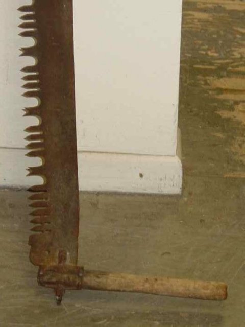 Antique Wooden Double Handle Crosscut Iron Saw
