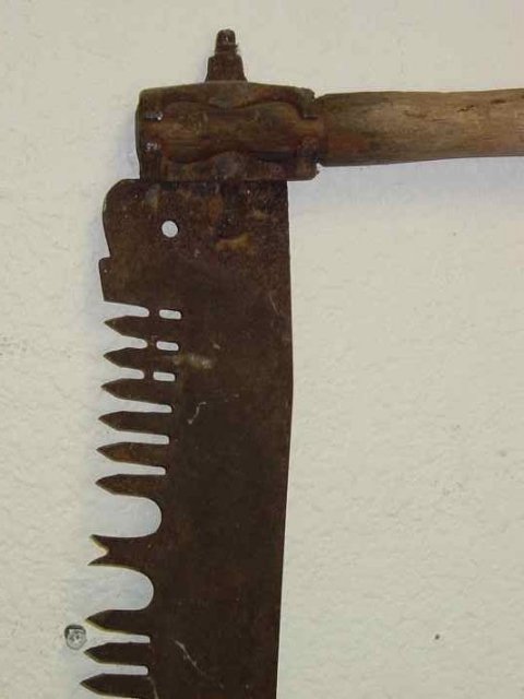 Antique Wooden Double Handle Crosscut Iron Saw