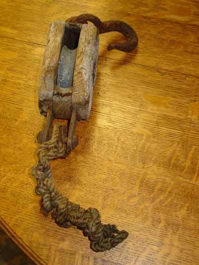 Antique Iron & Wood Pulley