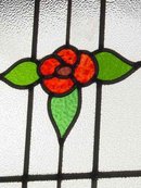 Red Rose & Yellow Bud Antique Stained Glass