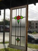 Red Rose & Yellow Bud Antique Stained Glass