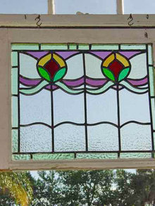 Victorian Floral Duet Antique Stained Glass