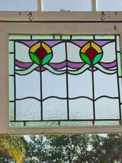 Victorian Floral Duet Antique Stained Glass