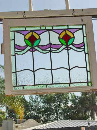 Victorian Floral Duet Antique Stained Glass