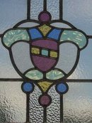 Multicolor Stylized Shield Antique Stained Glass