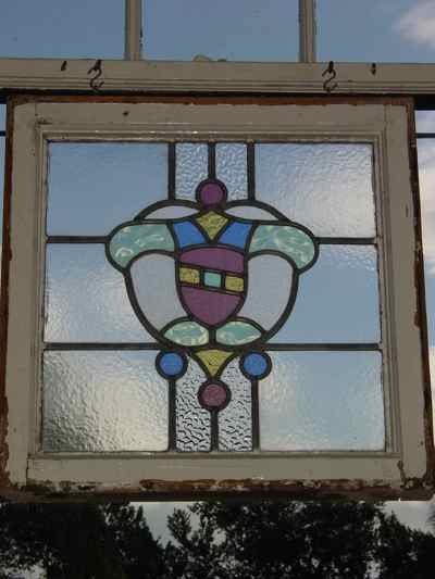 Multicolor Stylized Shield Antique Stained Glass