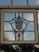 Multicolor Stylized Shield Antique Stained Glass